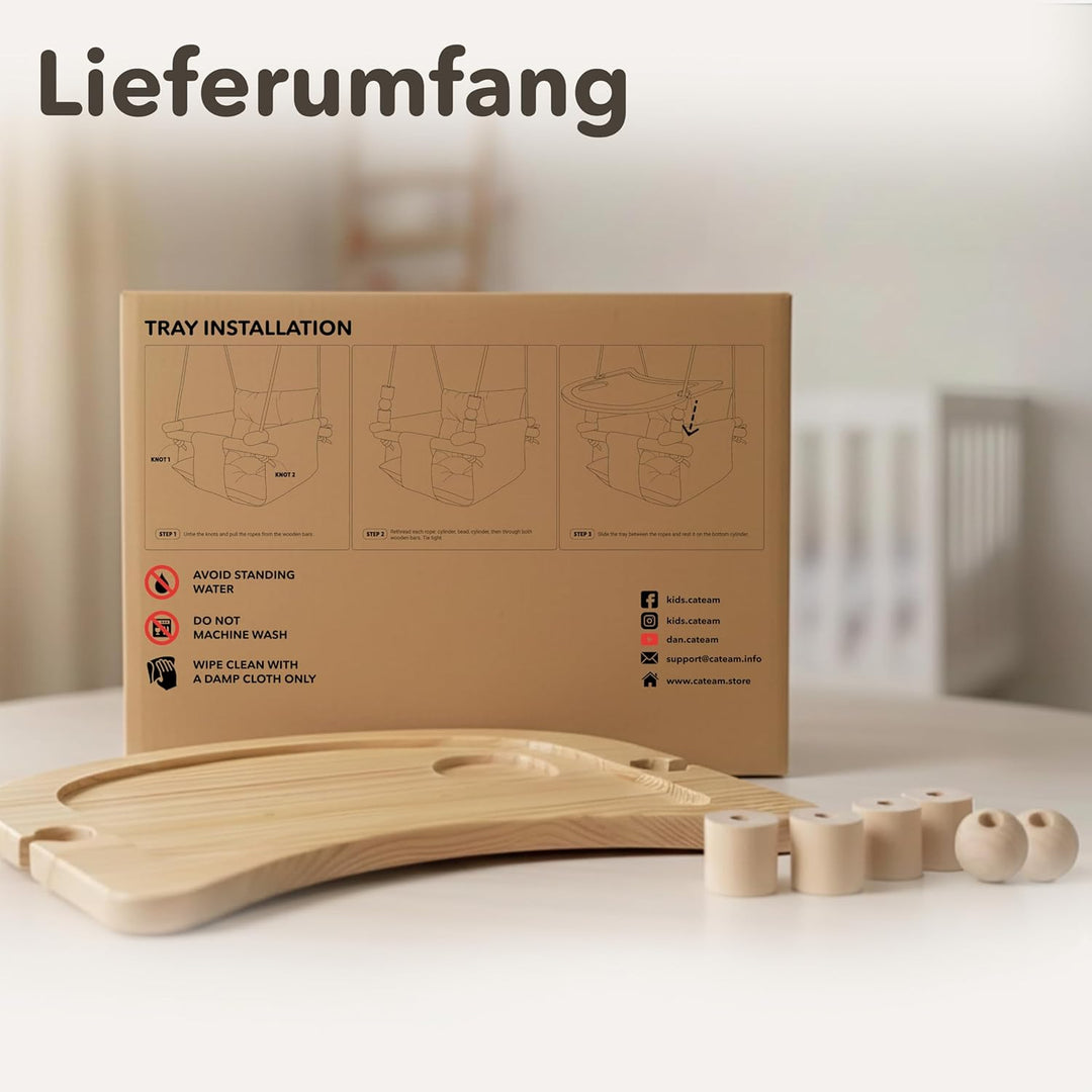 Holztablett für Cateam Canvas Babyschaukel – Hängesessel-Zubehör, Montessori-Spieltisch aus Naturhol