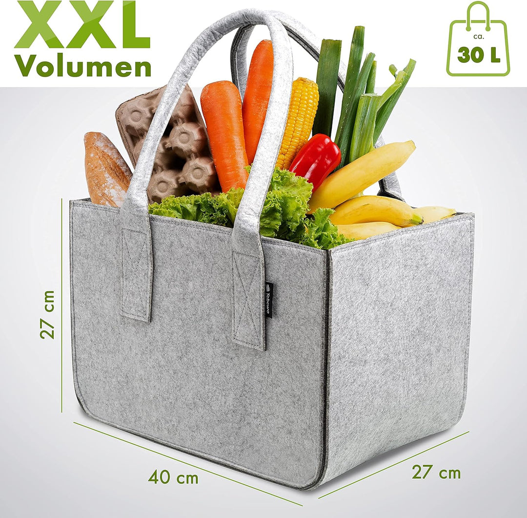 Filztasche - praktische Einkaufstasche - modische Shopping Bag - Einkaufskorb aus Filz - faltbare Tr