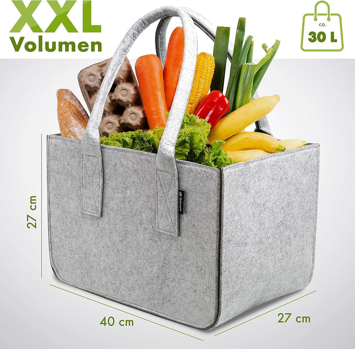 Filztasche - praktische Einkaufstasche - modische Shopping Bag - Einkaufskorb aus Filz - faltbare Tr
