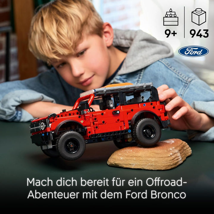 LEGO Technic Ford Bronco SUV Offroad-Fahrzeug – Modellauto mit aufklappbaren Türen, V6-Motor, Federu
