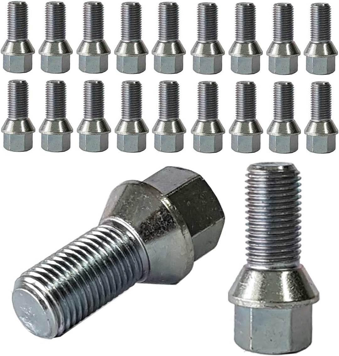 TRACER 20 Radschrauben Radbolzen Kegelbund M14x1,5 25mm Silber, Sechskant, Edelstahl, Klasse 10.9, K
