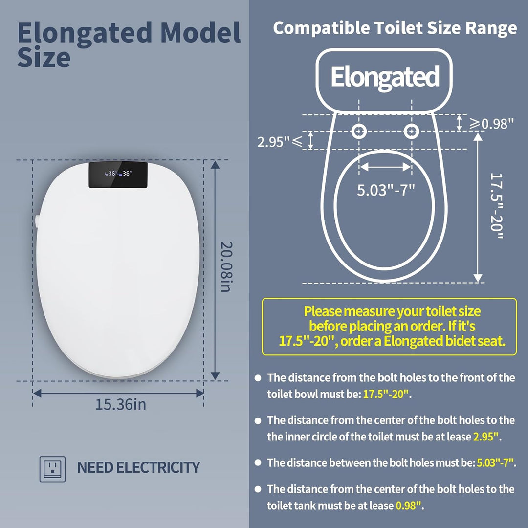 Smart Bidet Beheizter Toilettensitz mit Düse, Toilette Sitz mit Warmwasser & Trockner, Erwärmung, Se
