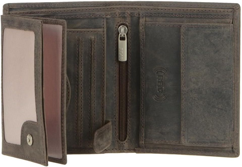 BEAR DESIGN Geldbörse Leder Geldbeutel Portemonnaie Herren braun 7 Kartenfächer Herrenbörse Dark Nat