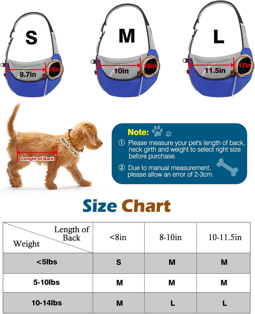 Pawaboo Haustier-Hundetragetasche, Freihändige, Atmungsaktive Mesh-Welpentragetasche, Hundetragetasc