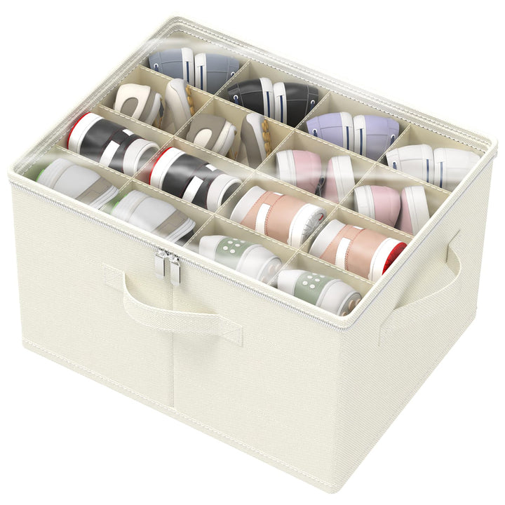 Schuhorganizer für Closet, Passt 16 Paare, Schuhe Organizer mit Durchsichtigem Deckel, Starke Aufbew