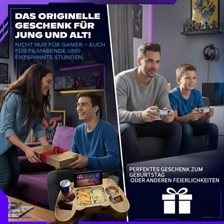 1BRANCH2 UNITY&HERITAGE SnackPad – Die Couchbar für Gamer im Controller-Design | Premium Bambus Snac
