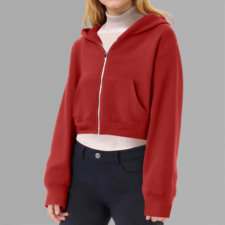 EMATOP Kurz Sweatjacke Mädchen Kinder Langarm Kapuzenjacke Einfarbige Baumwolle Sweatshirt Jacke Ful