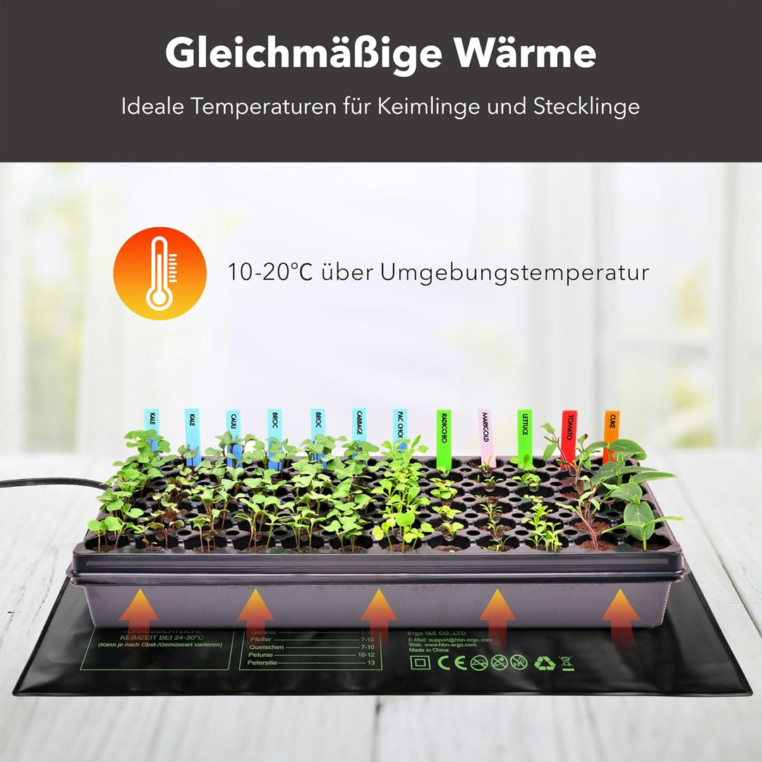 HBN Pflanzen Heizmatte Wärmematte Wärmeplatte für Sämling und Samen, 17.5W, Zimmergewächshaus Anzuch