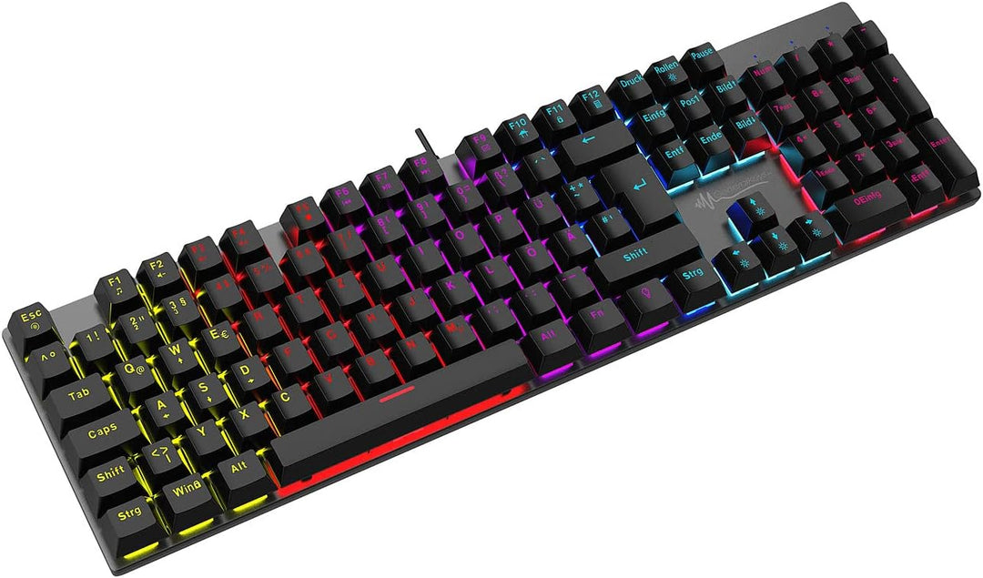GeneralKeys Gamer Tastatur: Mechanische Metall-Gaming-Tastatur, buntes Licht, Anti-Ghosting, IP45 (B