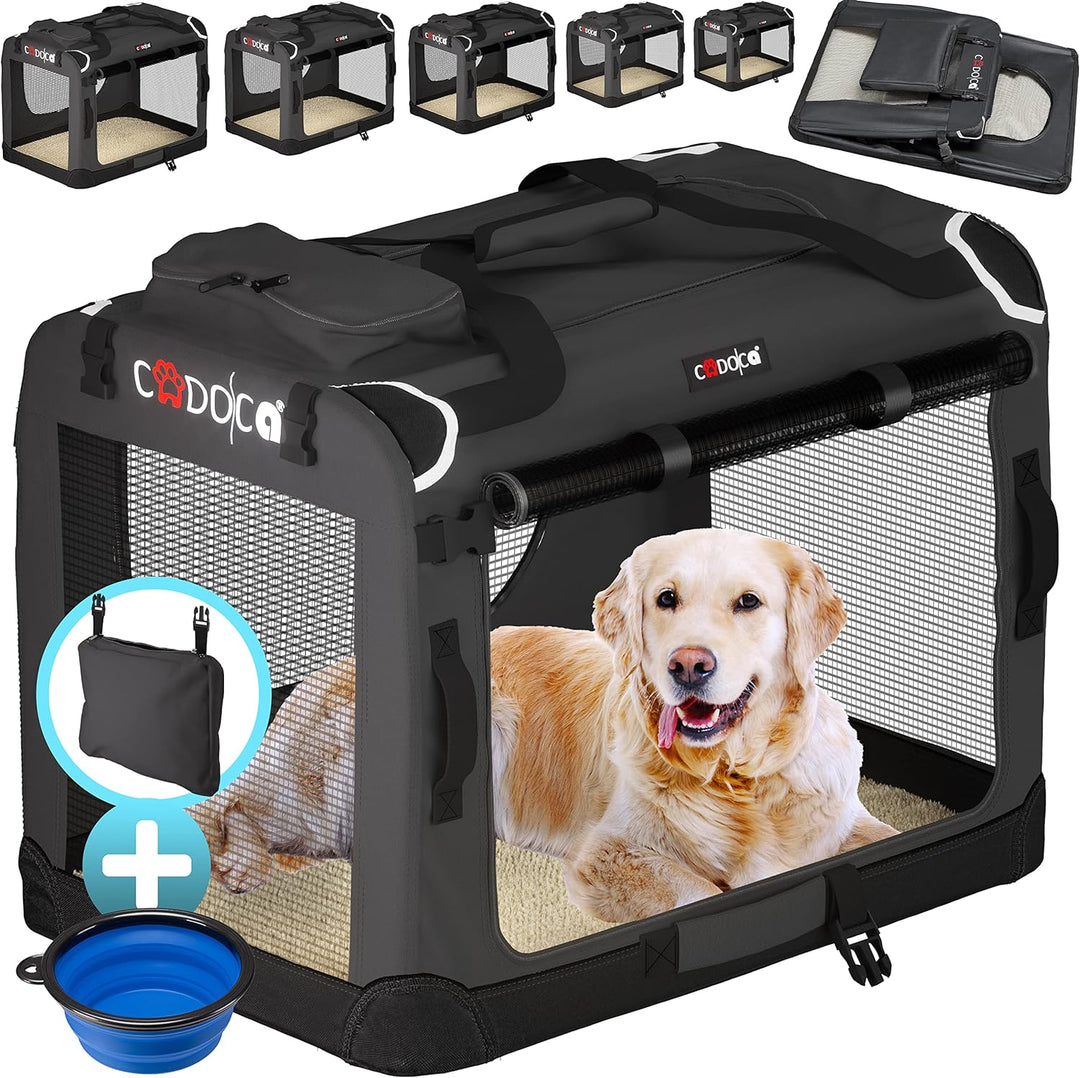 CADOCA® Hundebox Hundetransportbox faltbar robust L 70x52x50cm atmungsaktiv Transporttasche Haustier