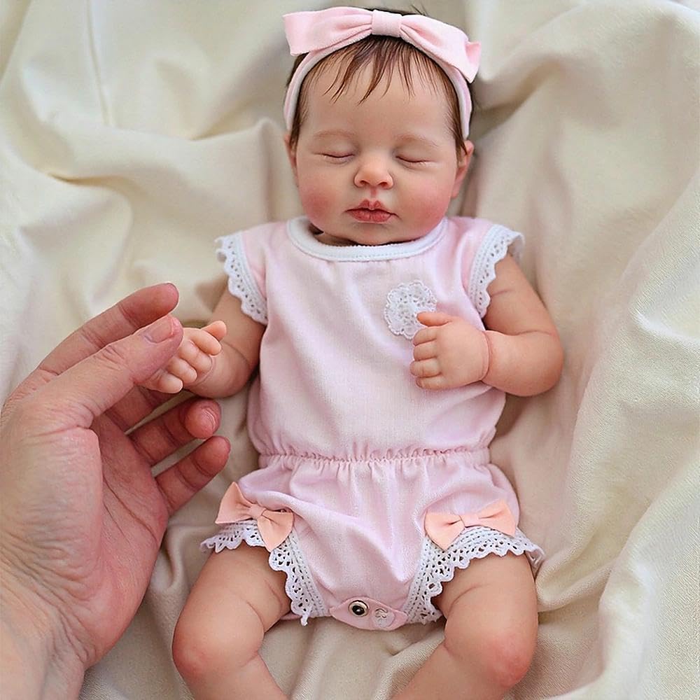 Zero pam Reborn Baby Vollsilikon Lebensecht Mädchen, 50CM Reborn Baby Mädchen, Silikon Puppe Mit Haa
