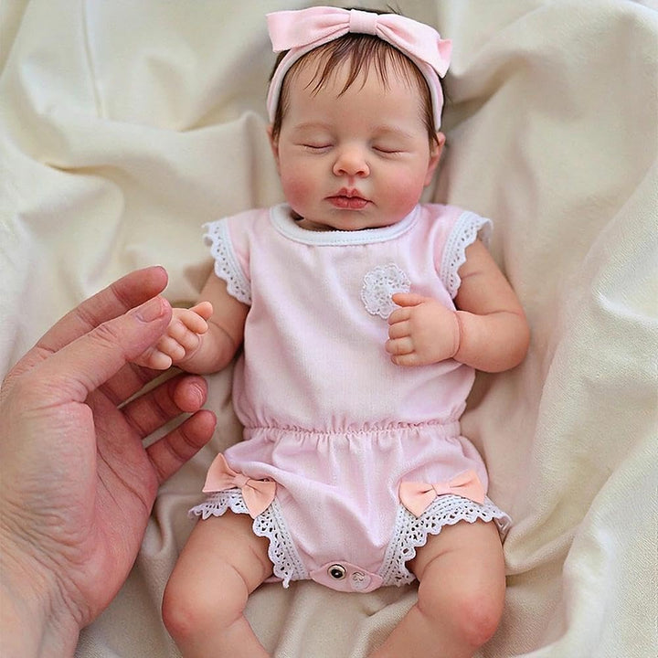 Zero pam Reborn Baby Vollsilikon Lebensecht Mädchen, 50CM Reborn Baby Mädchen, Silikon Puppe Mit Haa