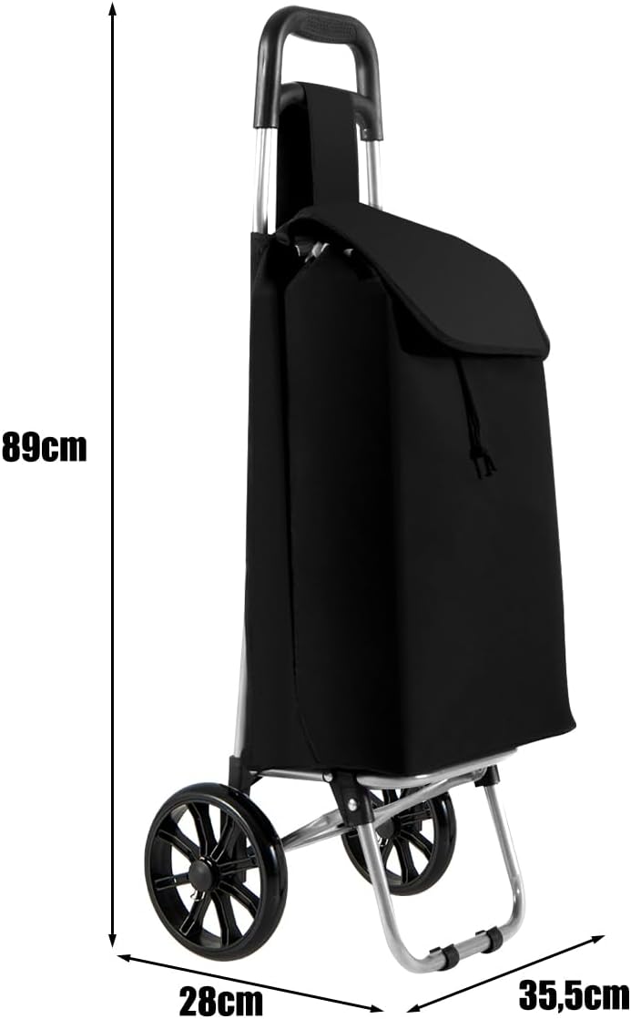 COSTWAY 35L Einkaufstrolley klappbar, Einkaufswagen mit Abnehmbarer Einkaufstasche, Einkaufsroller b