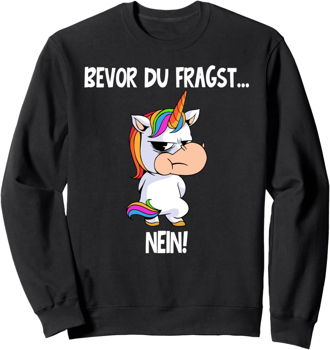 Bevor Du Fragst Nein Einhorn, Sarkasmus Nein Sweatshirt