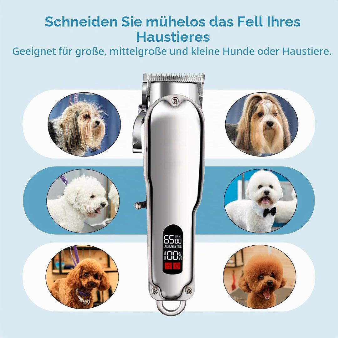 HyAdierTech Hundeschermaschine, Kabelloser Haustier-Fellpflege-Clipper, Wasserdichtes Schermaschine