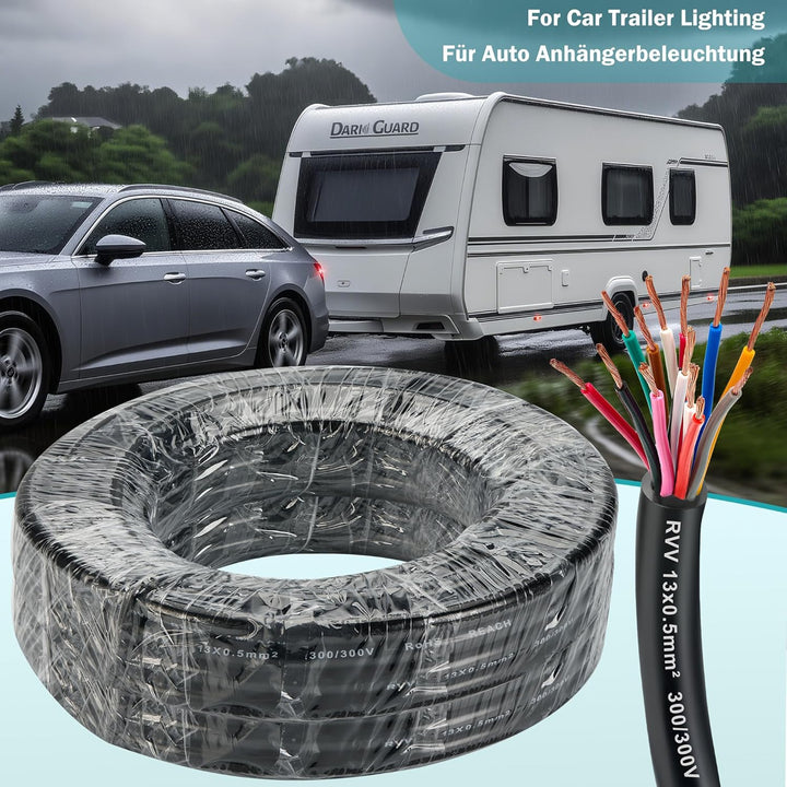 Anhänger Kabel Autokabel 13 Pin, Automotive 13 Core Kabel Fahrzeugleitung 0,5mm², 5M Abschleppkabel