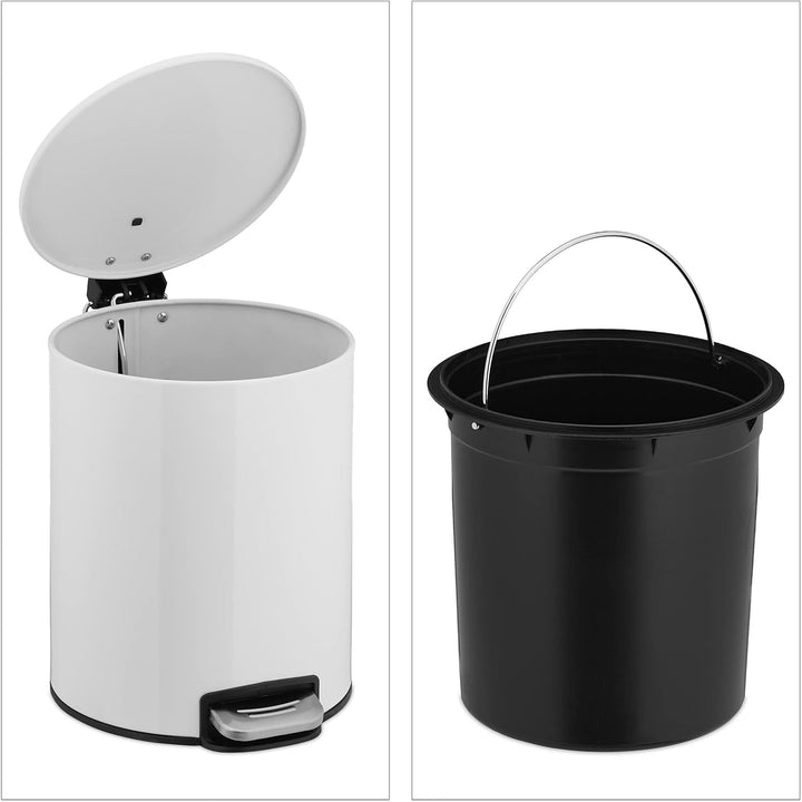 Relaxdays Kosmetikeimer, 5 Liter, Absenkautomatik, entnehmbarer Inneneimer, Bad Mülleimer, Metall, T