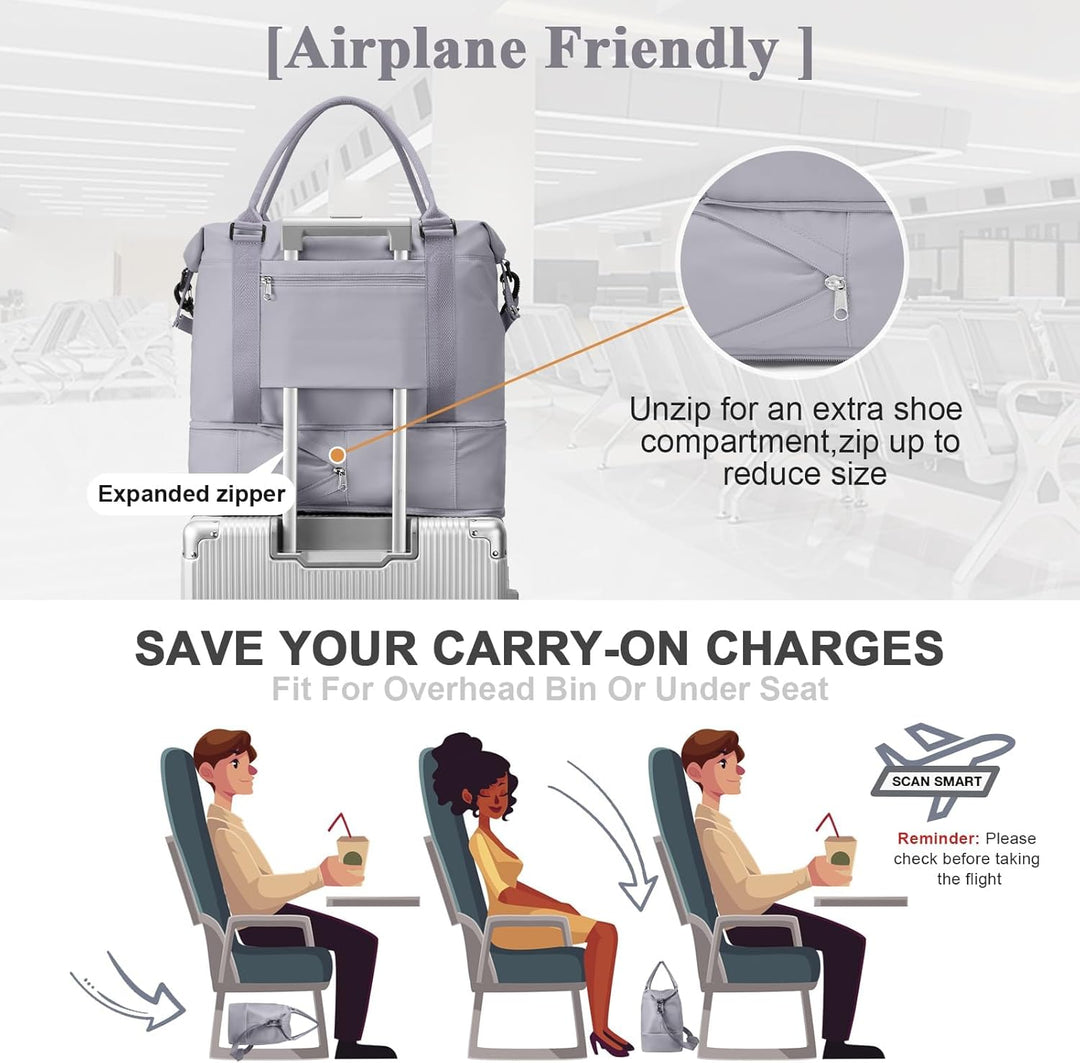 SEAFEW Reisetasche Klein, 40x20x25 Ryanair Handgepäck Tasche für Flugzeug Weekender Sporttasche Dame