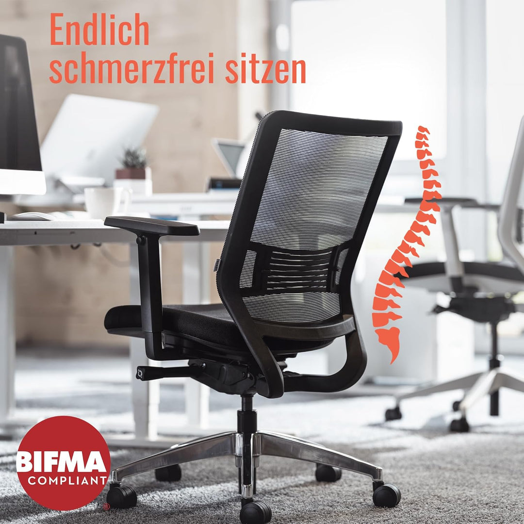Yaasa Chair Ergonomischer Bürostuhl, Schreibtischstuhl mit Lordosenstütze, 3D-Armlehnen und Einstell