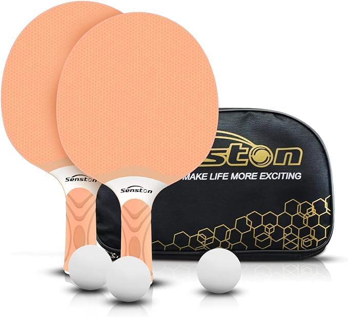 Senston Tischtennisschläger Set, professionelle Tischtennisschläger mit 3 Bällen, Ping Pong Paddel S
