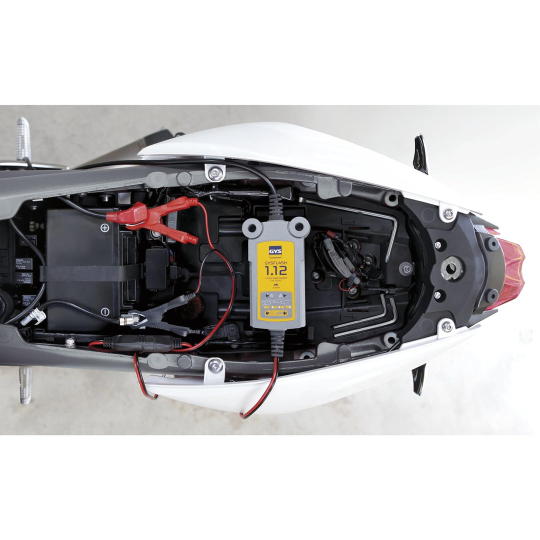 GYS Ladegerät Batterieladegerät 12V für Motorrädern, Jet-Skis, Kart-Sport-Fahrzeugen und Rasenmähern
