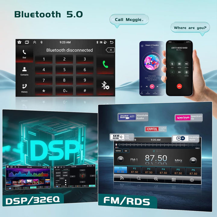 8Core/6+128G Hikity Android 15 Autoradio für VW Golf 5 6 Passat Tiguan Polo Caddy Seat,9 Zoll Touchs