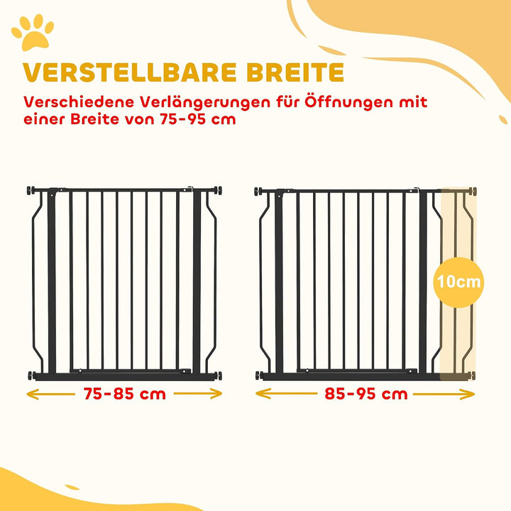 PawHut Türschutzgitter Treppenschutzgitter mit 10 cm Verlängerung Türgitter ohne Bohren Treppengitte