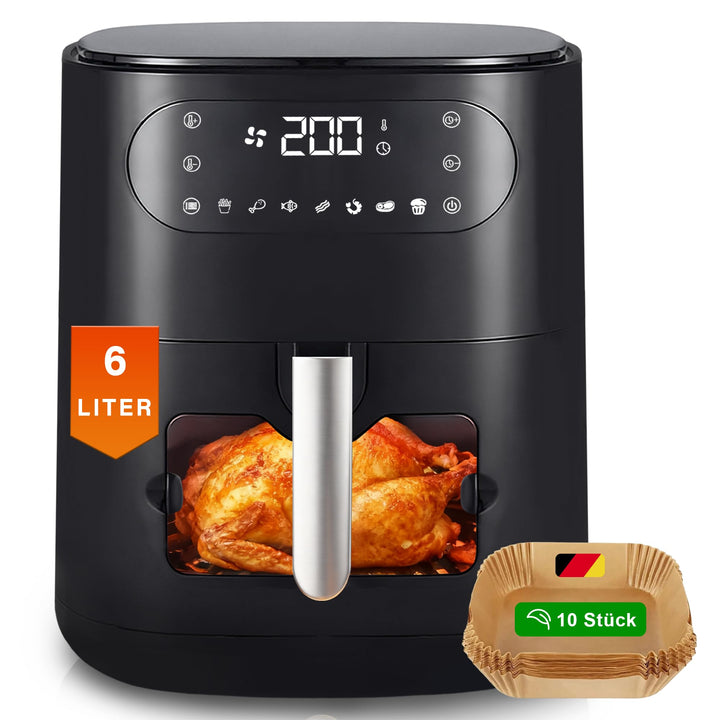6L schwarzer Einzeltopf-Heissluftfritteuse