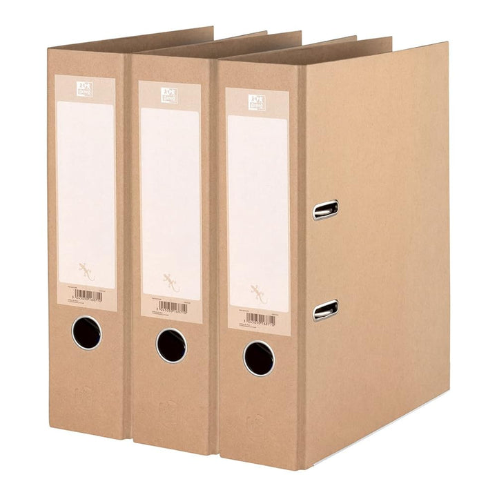 Oxford Ordner A4, 8 cm breit, gut für die Umwelt, in beige, 3 Stück Single, Single