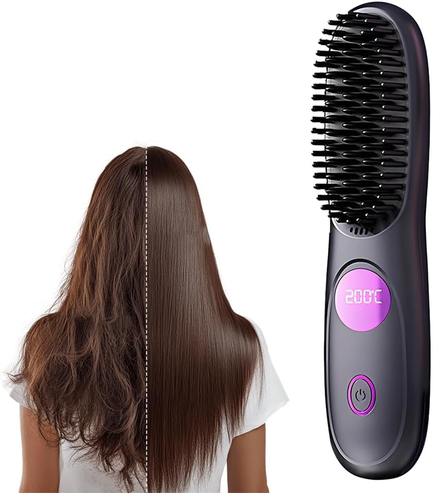 Reise Glättebürste,Damen Heizbürste Zum Haare Glätten | 3 Temperaturstufen Styling Werkzeug für Dame