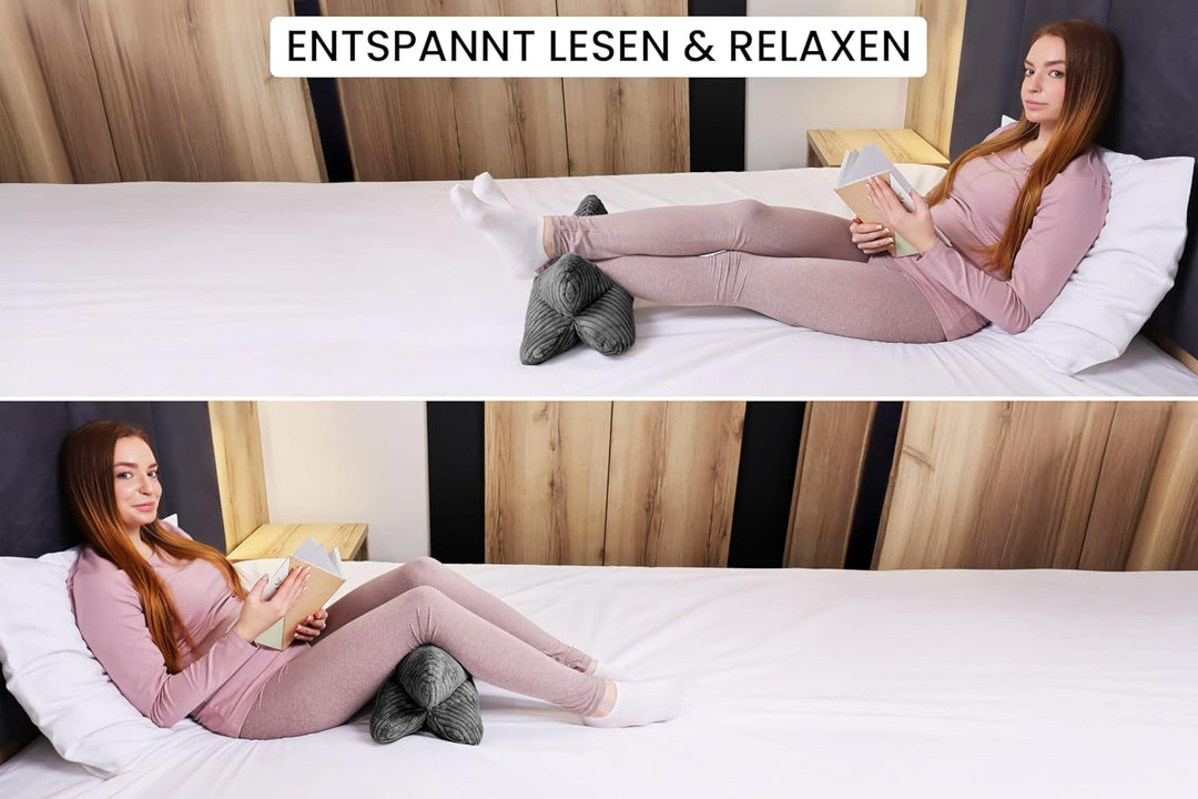 Amilian Leseknochen Knochenkissen ca. 44x22 cm – Nackenkissen zum Lesen &amp; Entspannen – Buch- und Tab