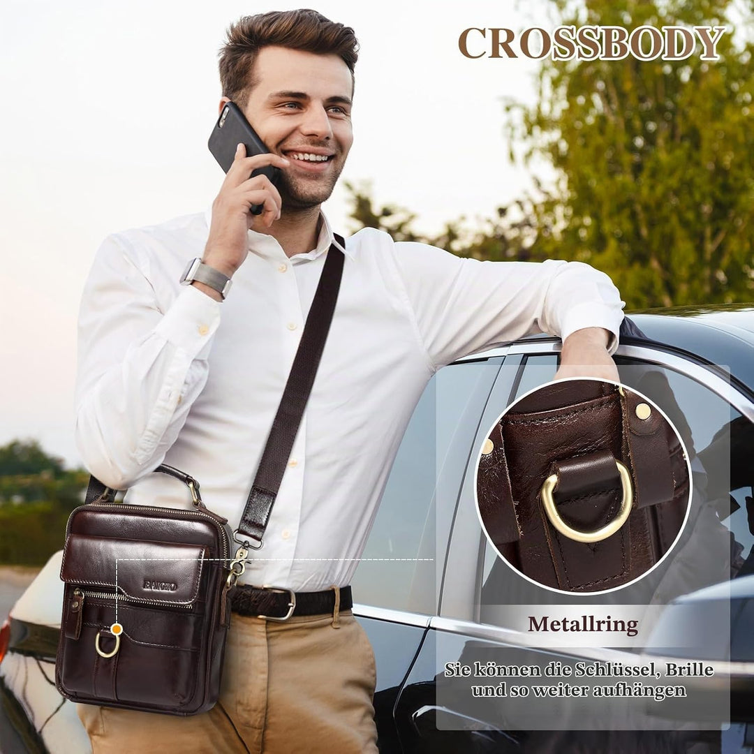 BAIGIO Schultertasche Herren Umhängetasche Leder Herrentasche Vintage Crossbody Messenger Bag für Ar