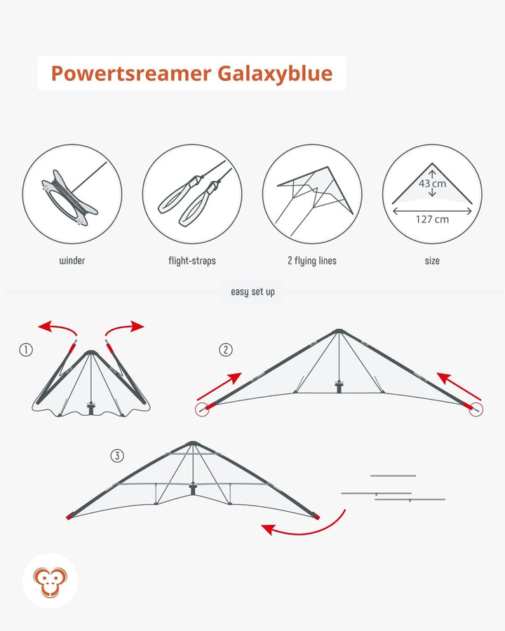 Skymonkey Powerstreamer XXL Lenkdrachen (2-Leiner) - galaxyblue, Galaxyblue