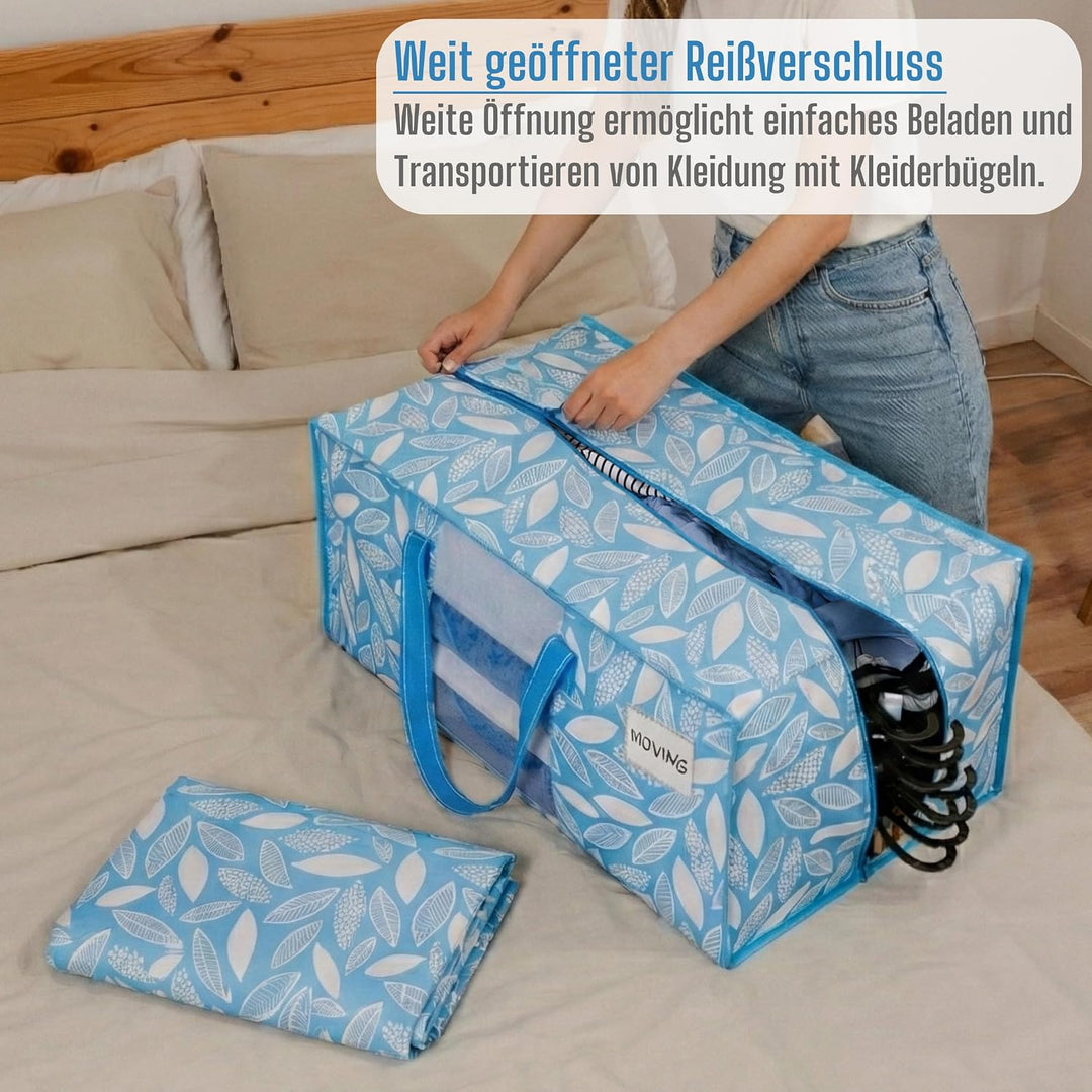 VENO 4er-Pack Umzugstaschen XXL (87 Liter) mit Sichtfenster,Aufbewahrungstasche mit Starken Griffen