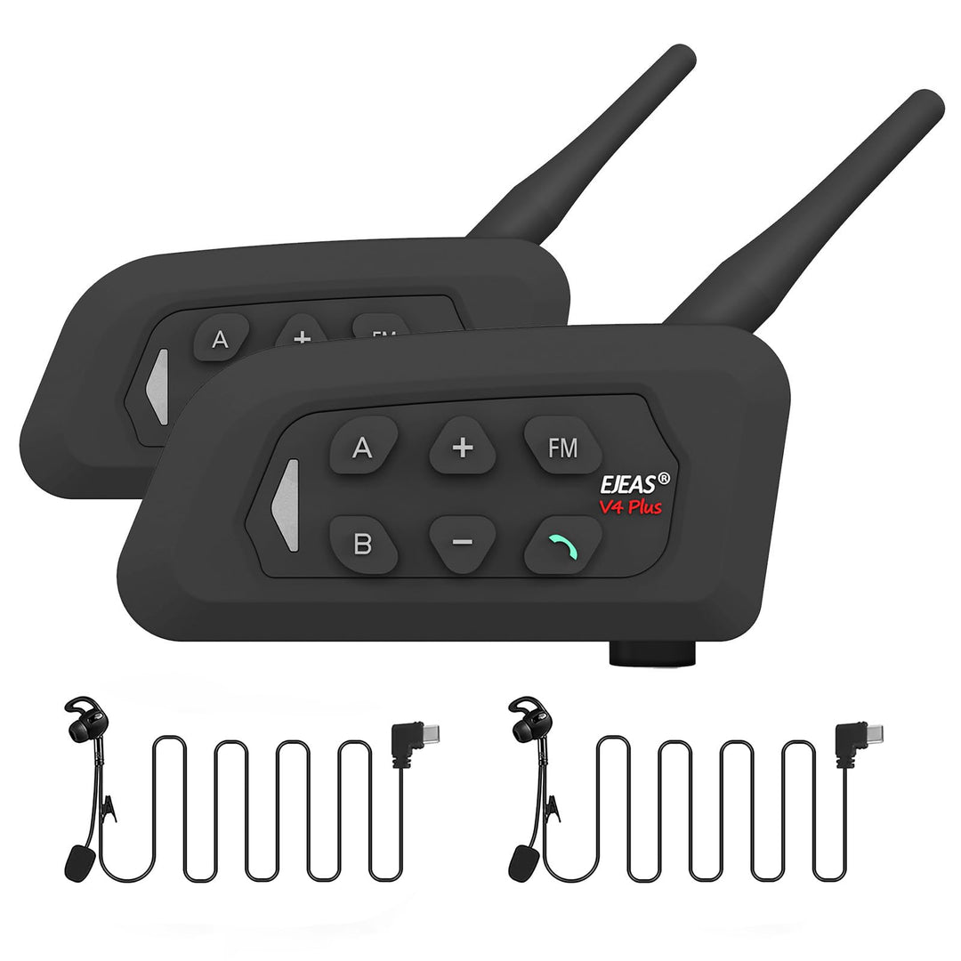 EJEAS V4C Plus Fussball Schiedsrichter Bluetooth Intercom Headset mit FM-Radio und CVC-Rauschunterdr