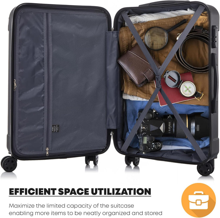 Koffer Suitcase M Schwarz, Trolley Reisekoffer, Rollkoffer Handgepäck, Kabinenkoffer mit 4 Rollen 36