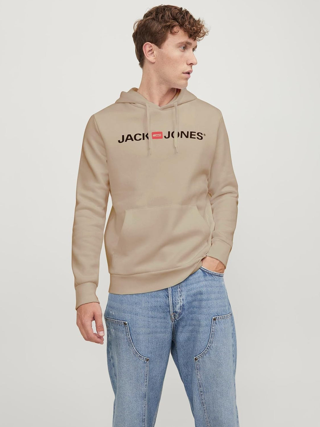 JACK & JONES Male Kapuzenpullover Logo Kapuzenpullover 3XL Beige (Crockery/Reg Fit), 3XL Beige (Croc