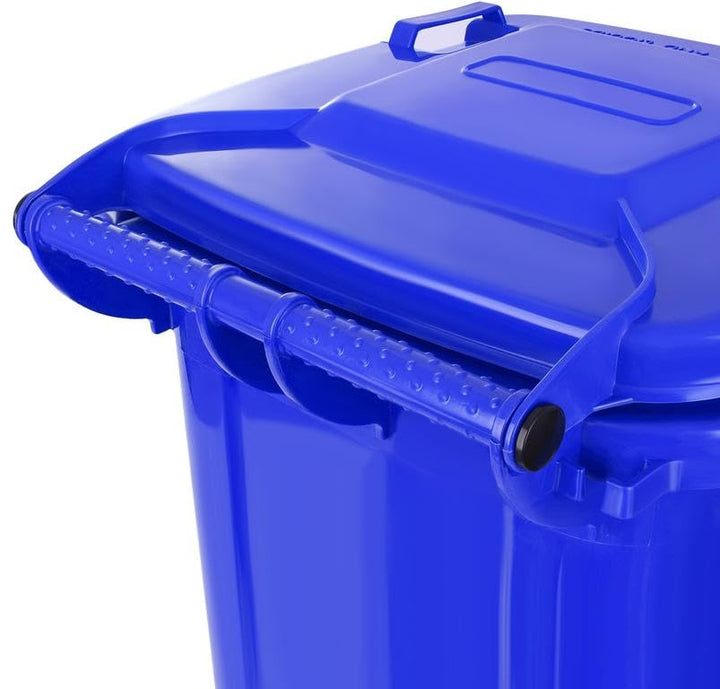 Mülltonne 120 L Abfallbehälter mit Deckel und Rädern Blau Kunststoff für Aussenbereich Garten und Ha