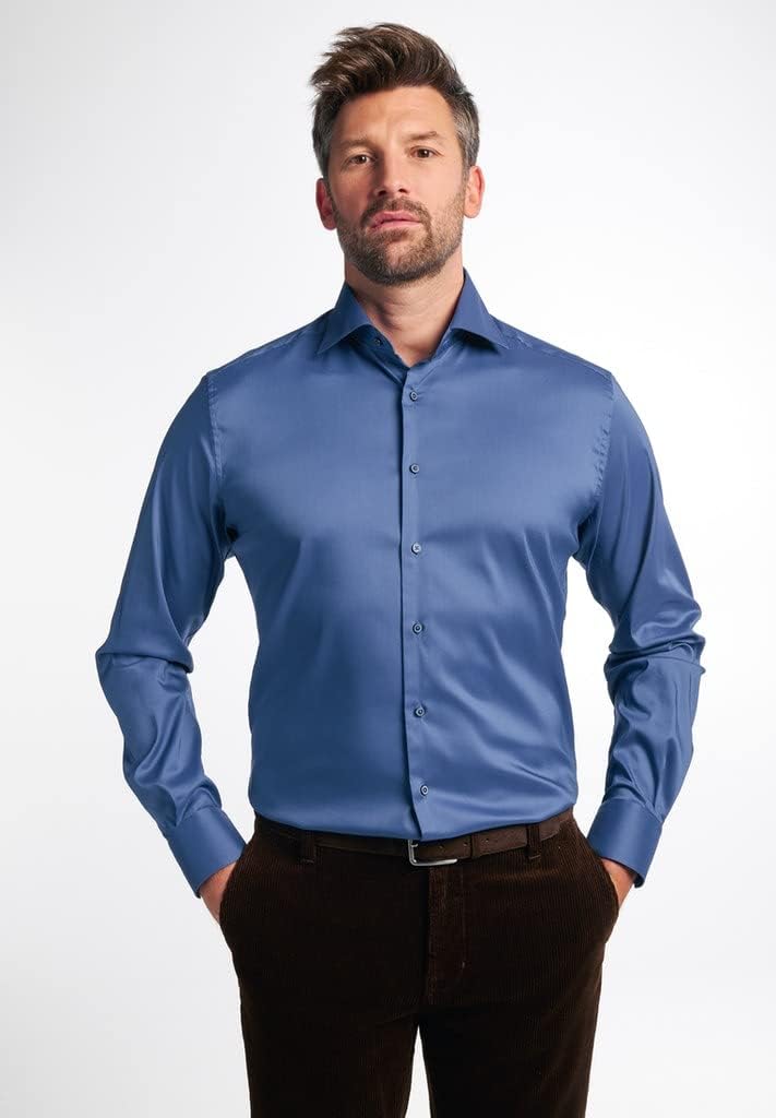 ETERNA Herren Performance Shirt MODERN FIT 39 Kragen / 67 Ärmel Rauchblau, 39 Kragen / 67 Ärmel Rauc