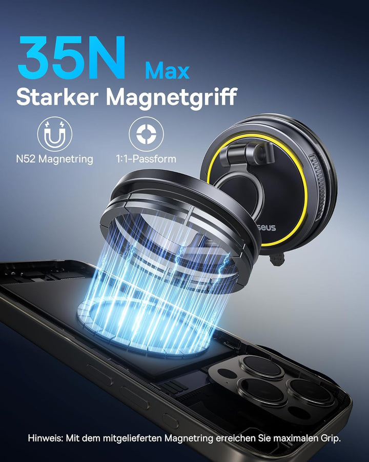 Baseus VC2 Flex Vakuum Magnet Handyhalterung Auto, Magnetische Magsafe Handy Halterung Auto Saugnapf