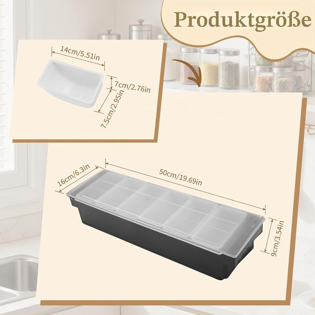 Gewürztrennbox, Gewürzbehälter, 6 Kästchen Transparenter Zutatenbehälter mit Deckel, Abnehmbares Gew