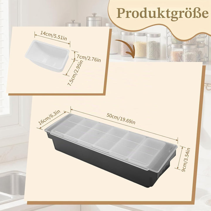 Gewürztrennbox, Gewürzbehälter, 6 Kästchen Transparenter Zutatenbehälter mit Deckel, Abnehmbares Gew