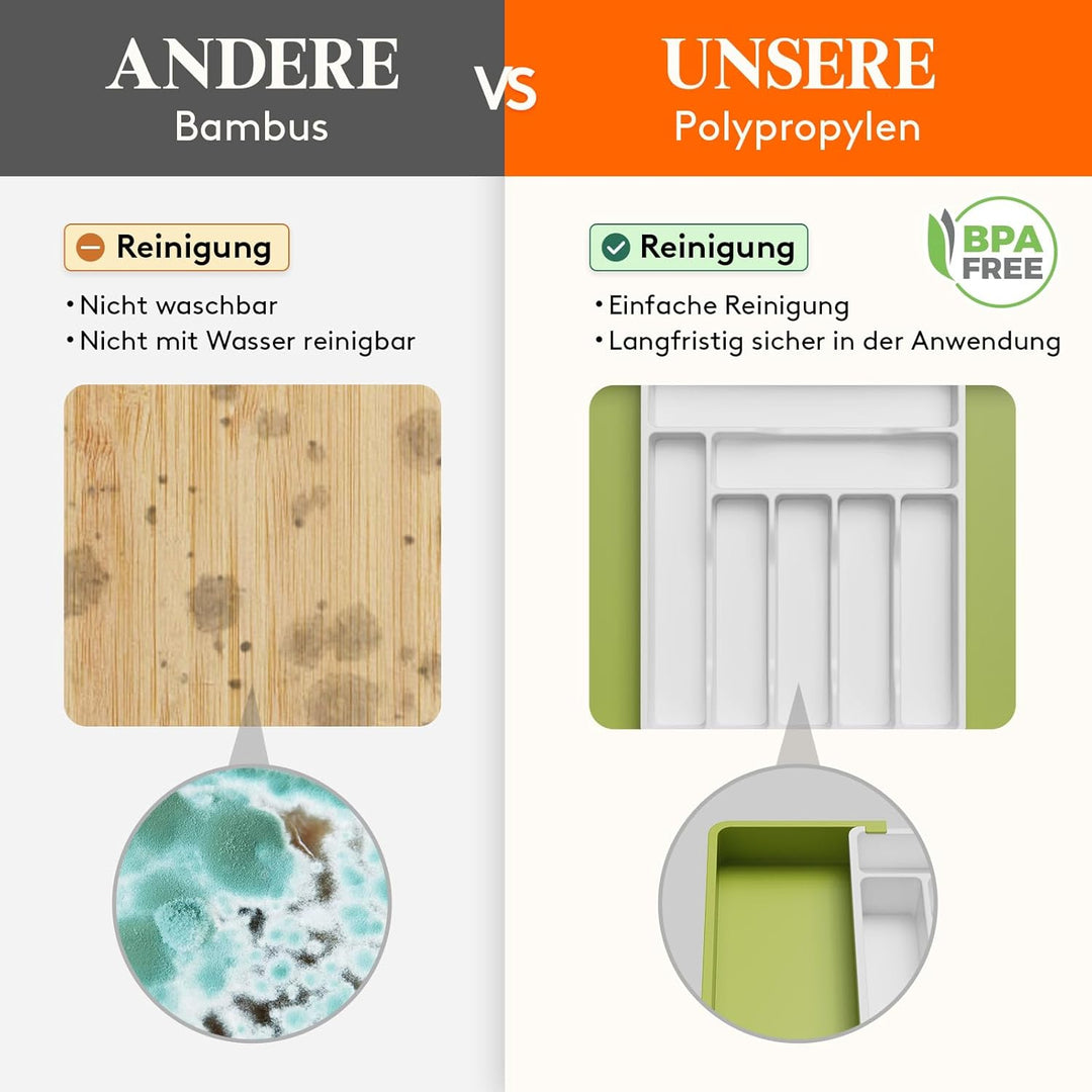 Lifewit Besteckkasten für Schubladen, erweiterbarer Besteckeinsatz für Küchenschubladen, verstellbar