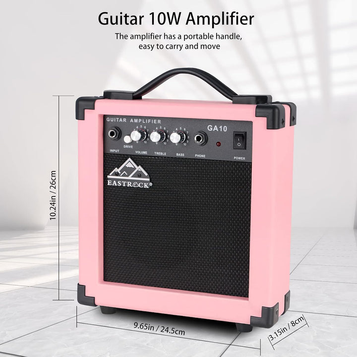 Eastrock E Gitarre Set E Guitar 39 Zoll Elektrogitarre mit Verstärker 10 Watt，Gitarre Tasche, Plektr