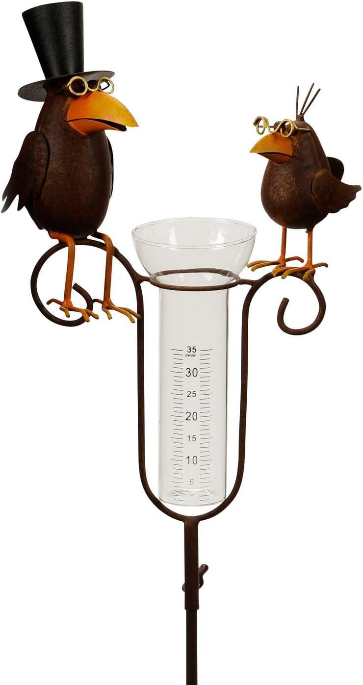 NETPROSHOP Regenmesser Rabe oder Frosch am Stab H: ca. 120 cm aus Metall u. Glas, Auswahl:Beste Freu