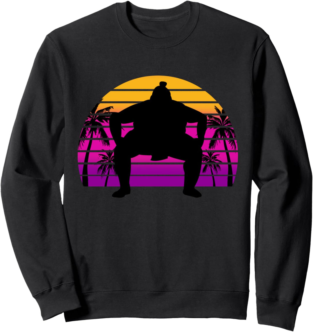 Sumo Ringer Wrestler Retro Sunset Vaporwave Aesthetic Sweatshirt