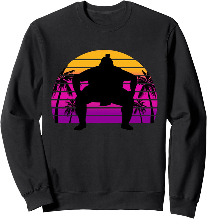 Sumo Ringer Wrestler Retro Sunset Vaporwave Aesthetic Sweatshirt