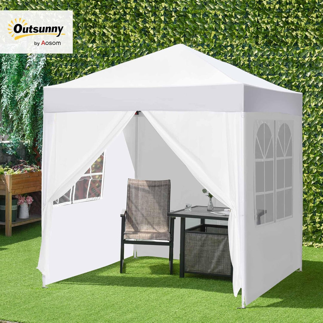 Outsunny Pavillon 3x3m Faltpavillon 4 Seitenwände mit Fenster Tür mit Reissverschluss Festzelt Garte