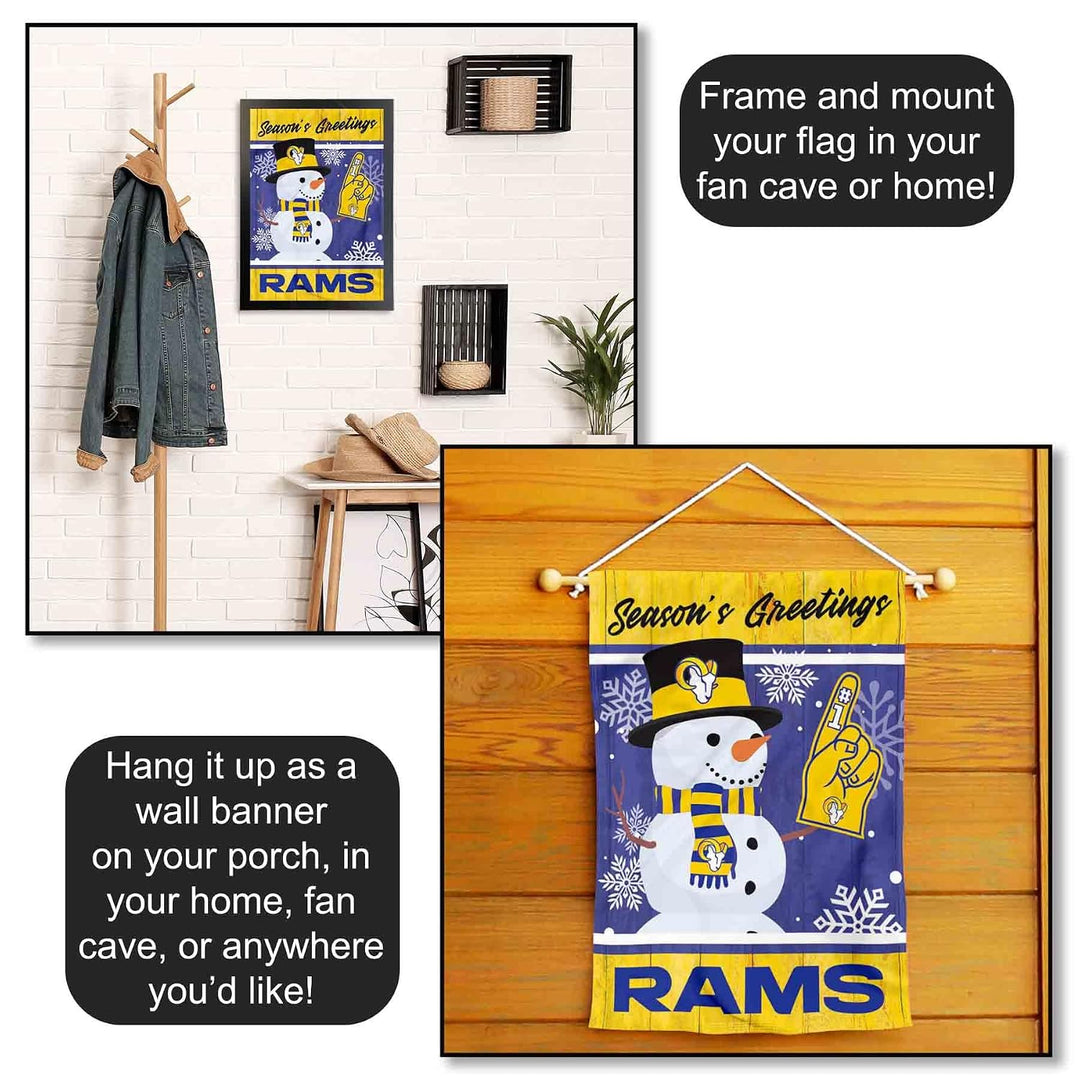 Los Angeles Rams Weihnachtsflagge, doppelseitig, für den Winter, Schnee