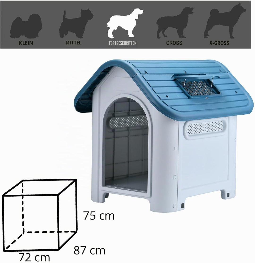 Lanco - Zwinger für kleine Hunde mit verstellbarem Schiebedach. Innen- und Aussenbereich mit Belüftu